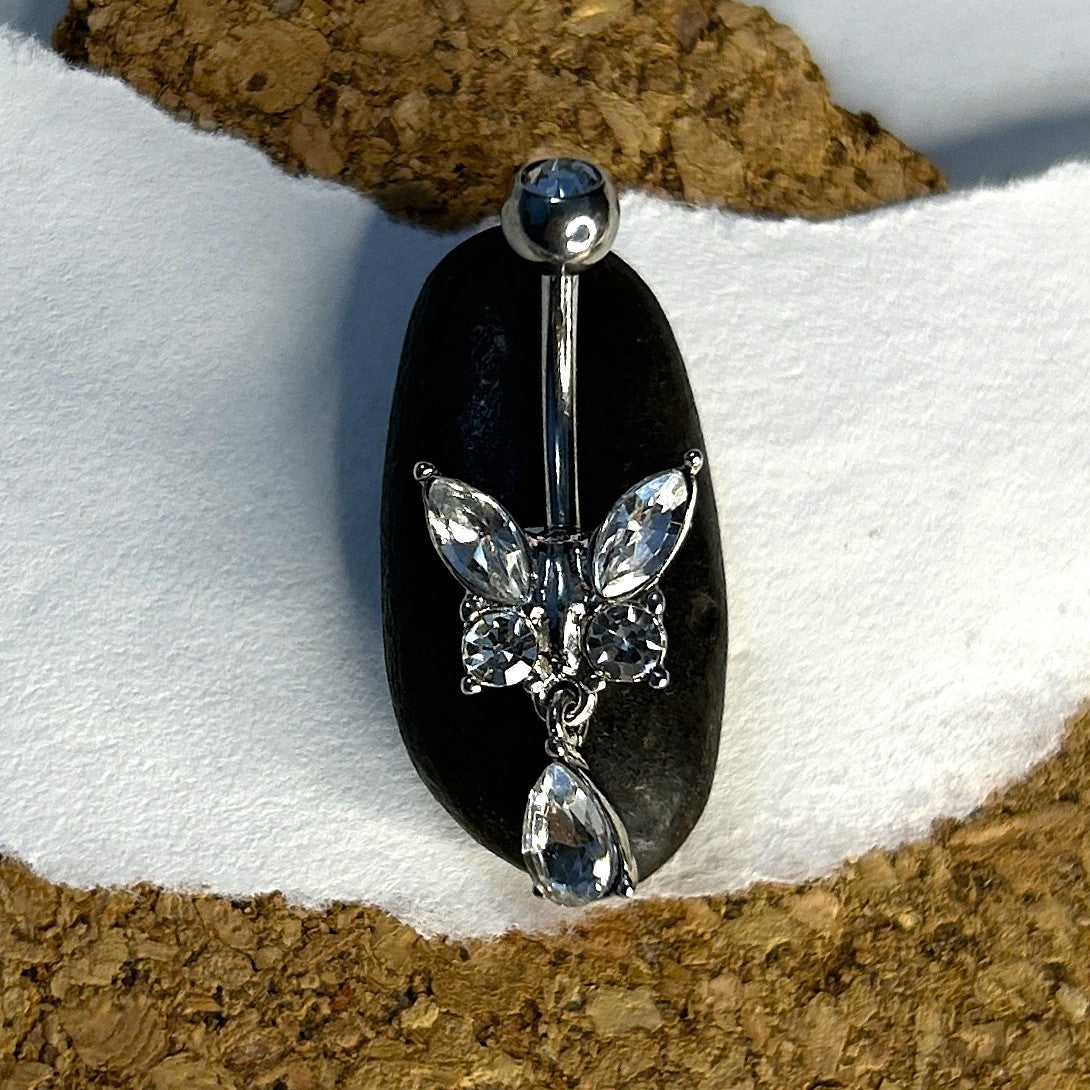 Steel Butterfly Dangle Belly Ring