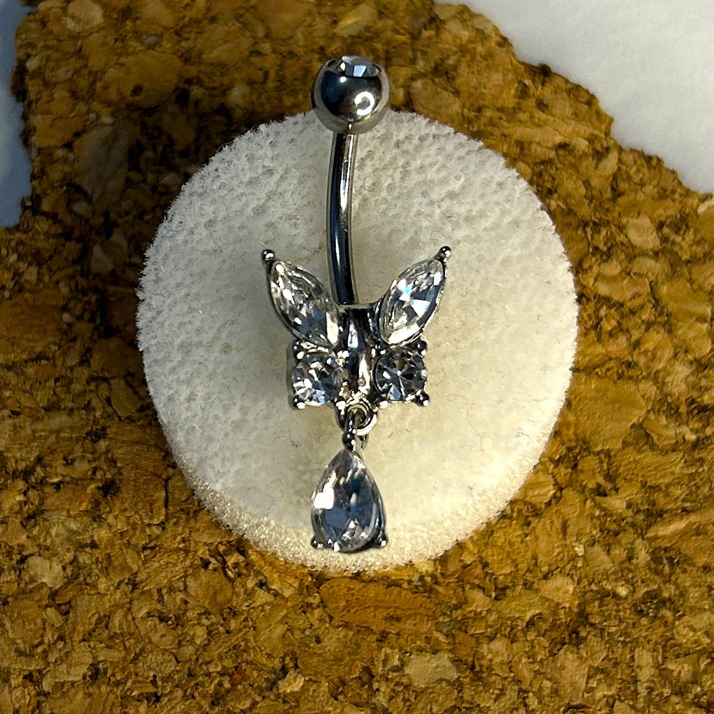 Steel Butterfly Dangle Belly Ring