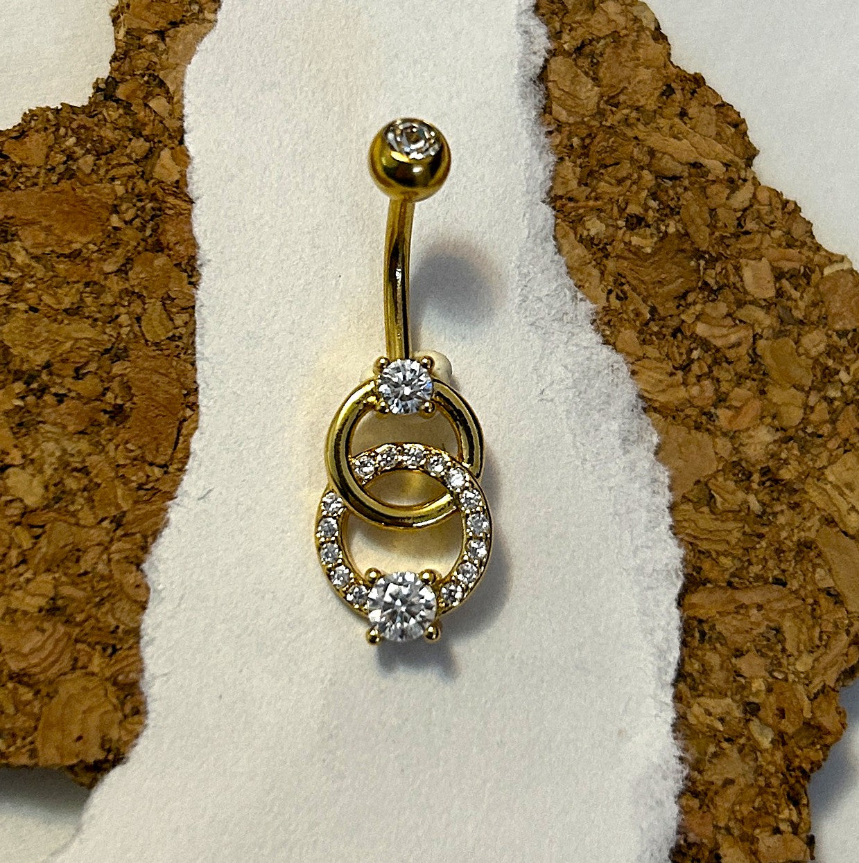 Gold Steel Entwined Ring Belly Ring