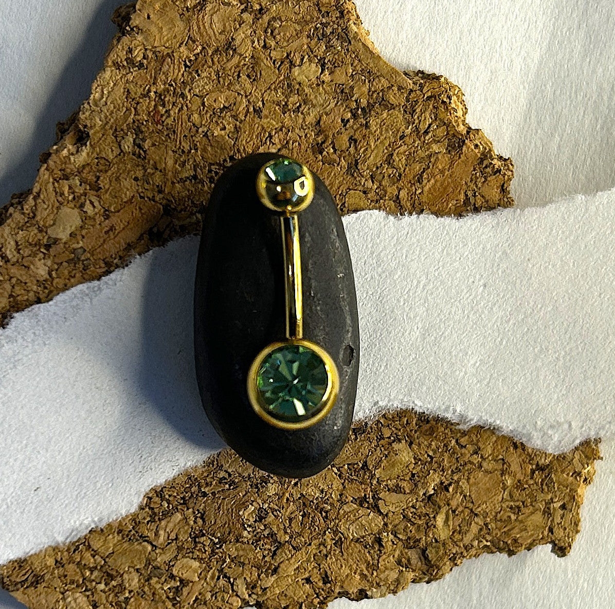Gold & Light Green Anodized Belly Ring