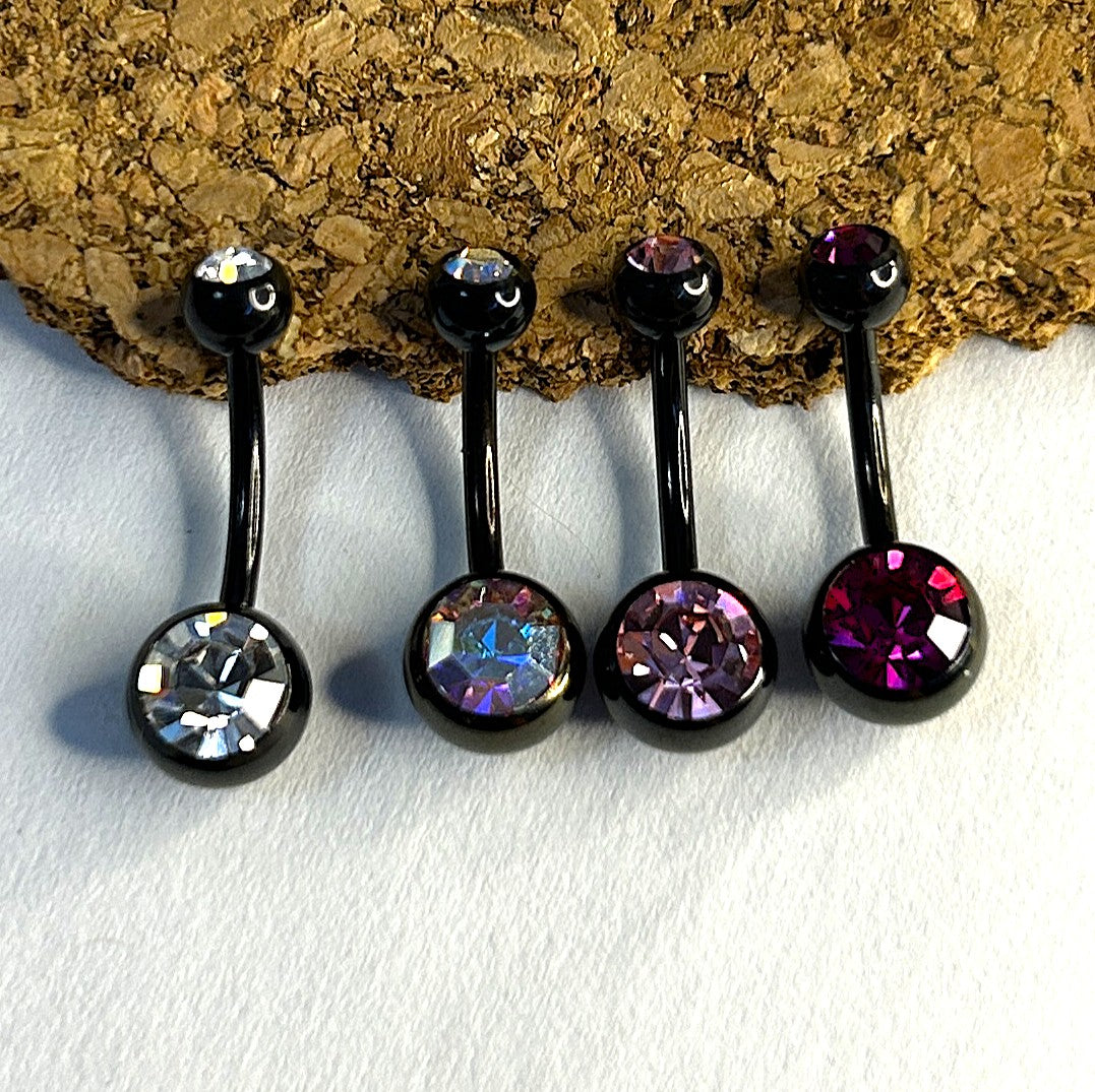 Black & Aurora Opal Anodized Belly Ring