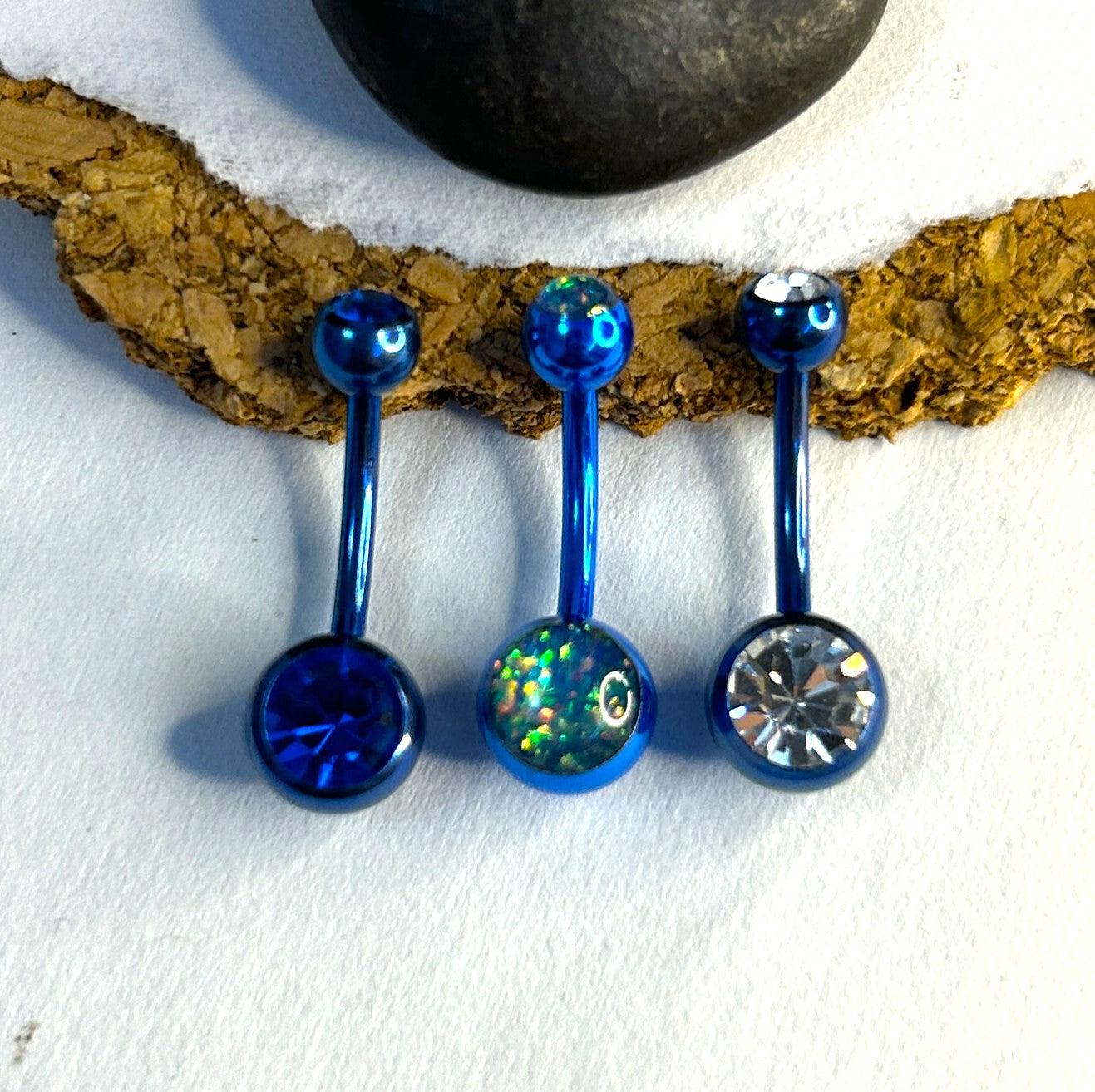 Navy Blue Tonal Anodized Belly Ring