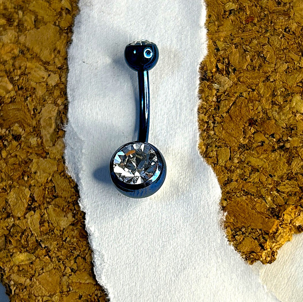 Navy Blue & Clear Anodized Belly Ring