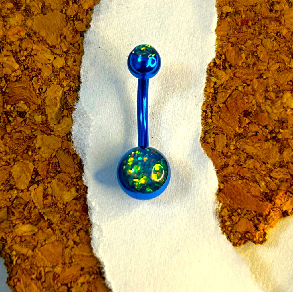 Blue Anodized Steel Belly Ring