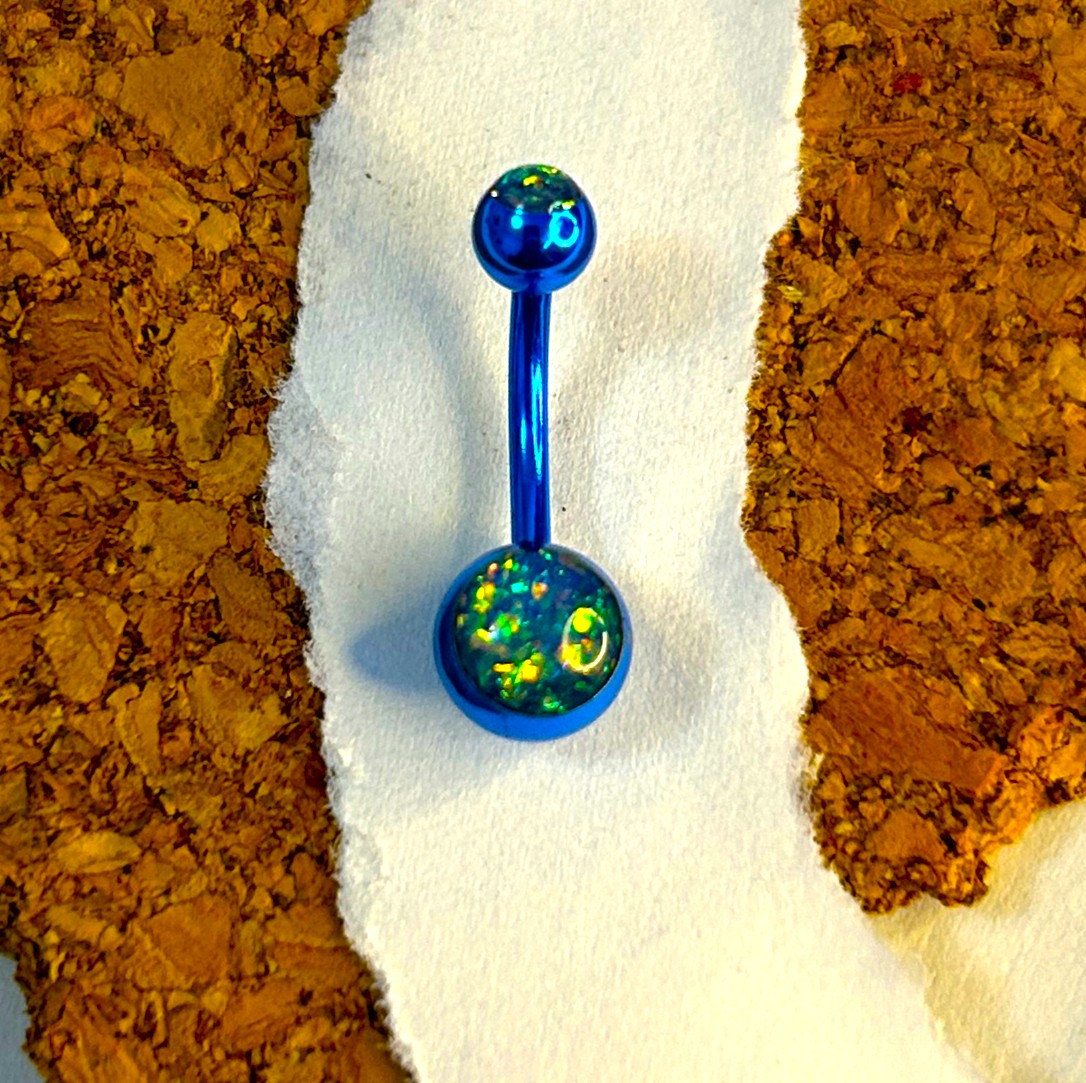 Blue Anodized Steel Belly Ring