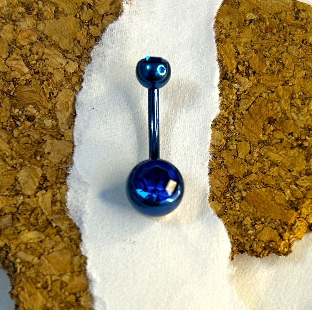 Blue Anodized Steel Belly Ring