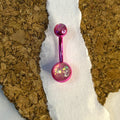 Hot Pink & Pink Opal Anodized Belly Ring