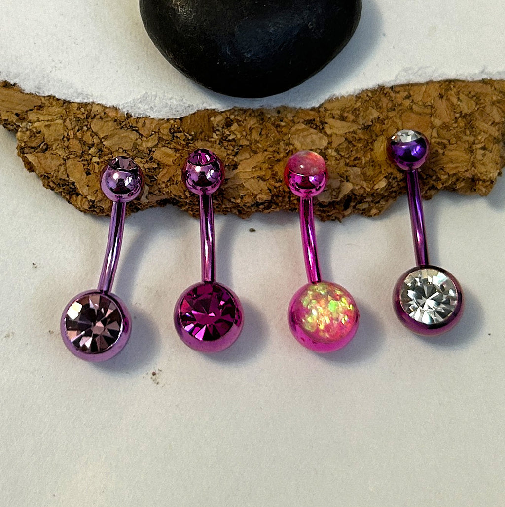 Steel Purple & Pink Anodized Belly Ring