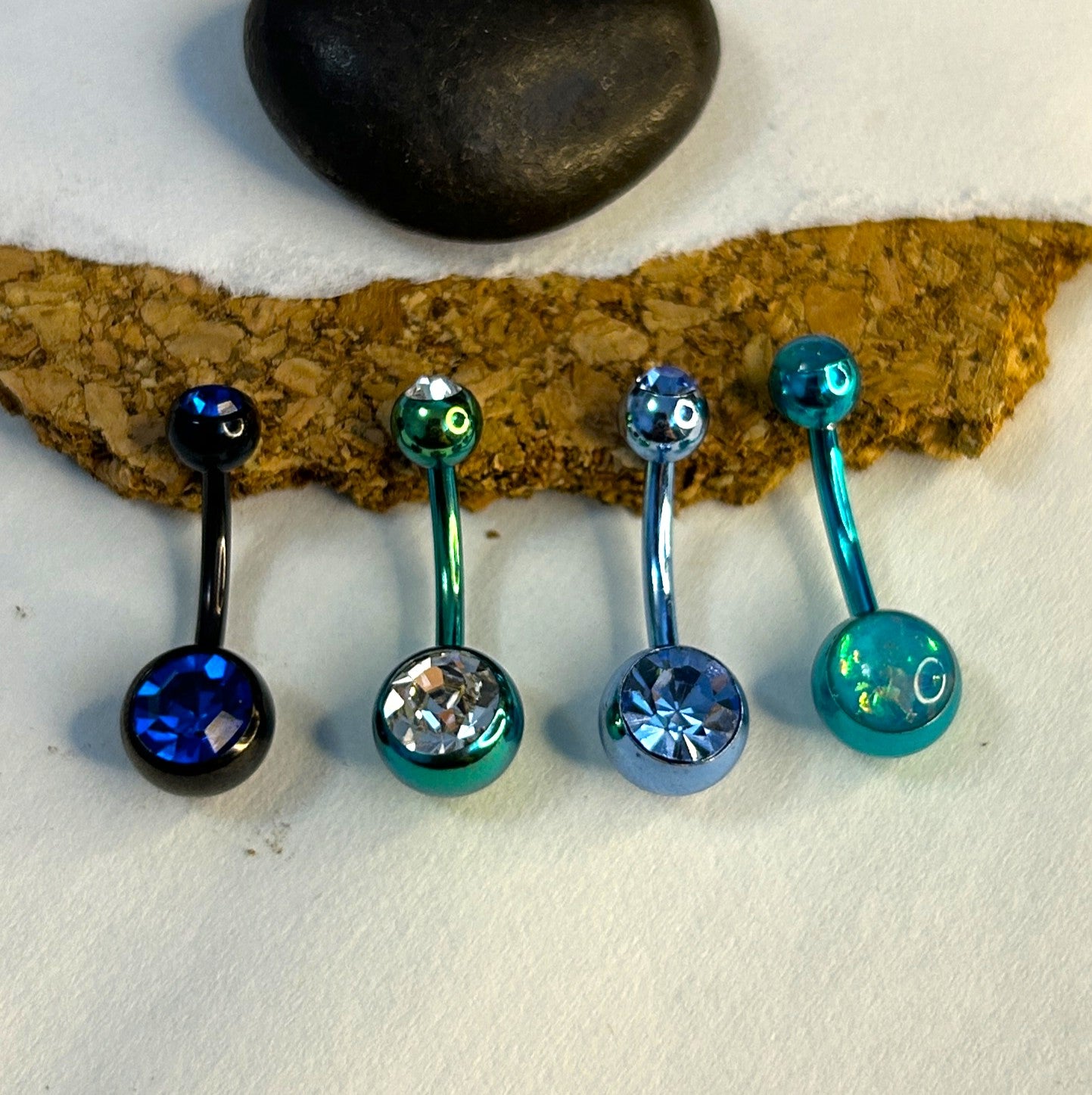 Steel Blue & Black Anodized Belly Ring