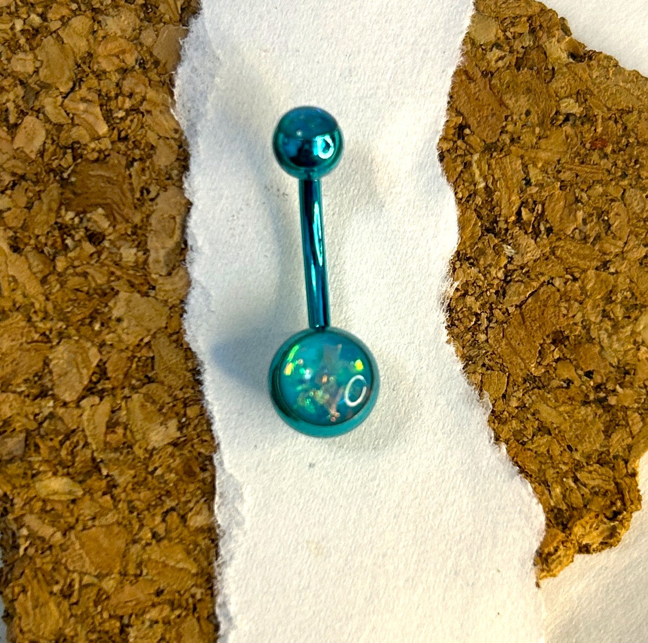Teal & Opal Anodized Belly Ring