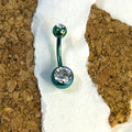 Green & Clear Anodized Belly Ring