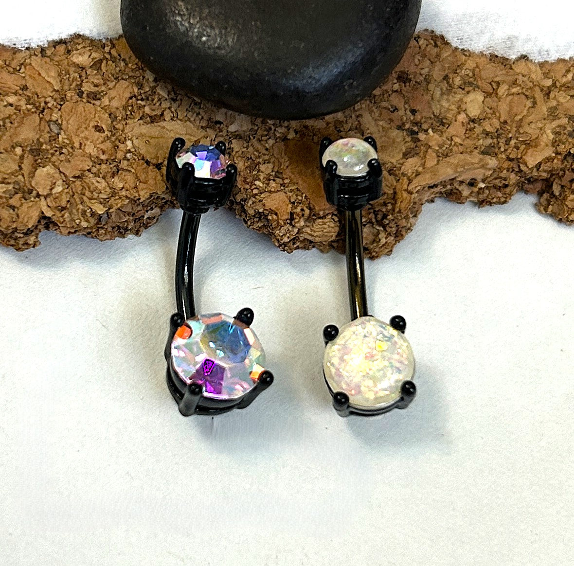 Black Anodized Prong Set Belly Ring