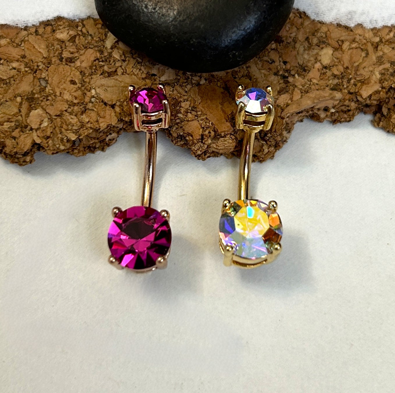 Gold Anodized Prong Set Belly Ring