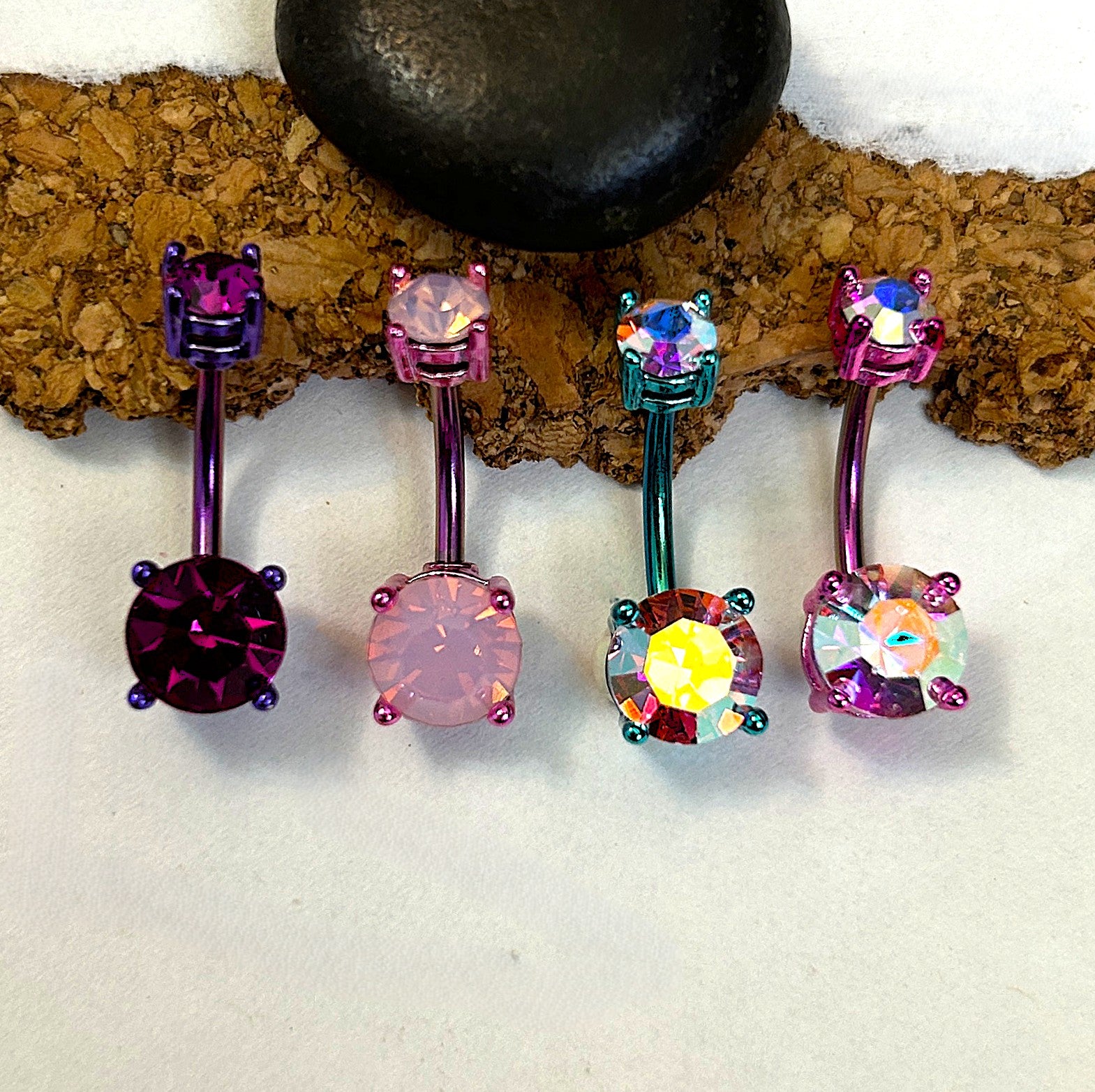 Anodized Prong Set Belly Ring