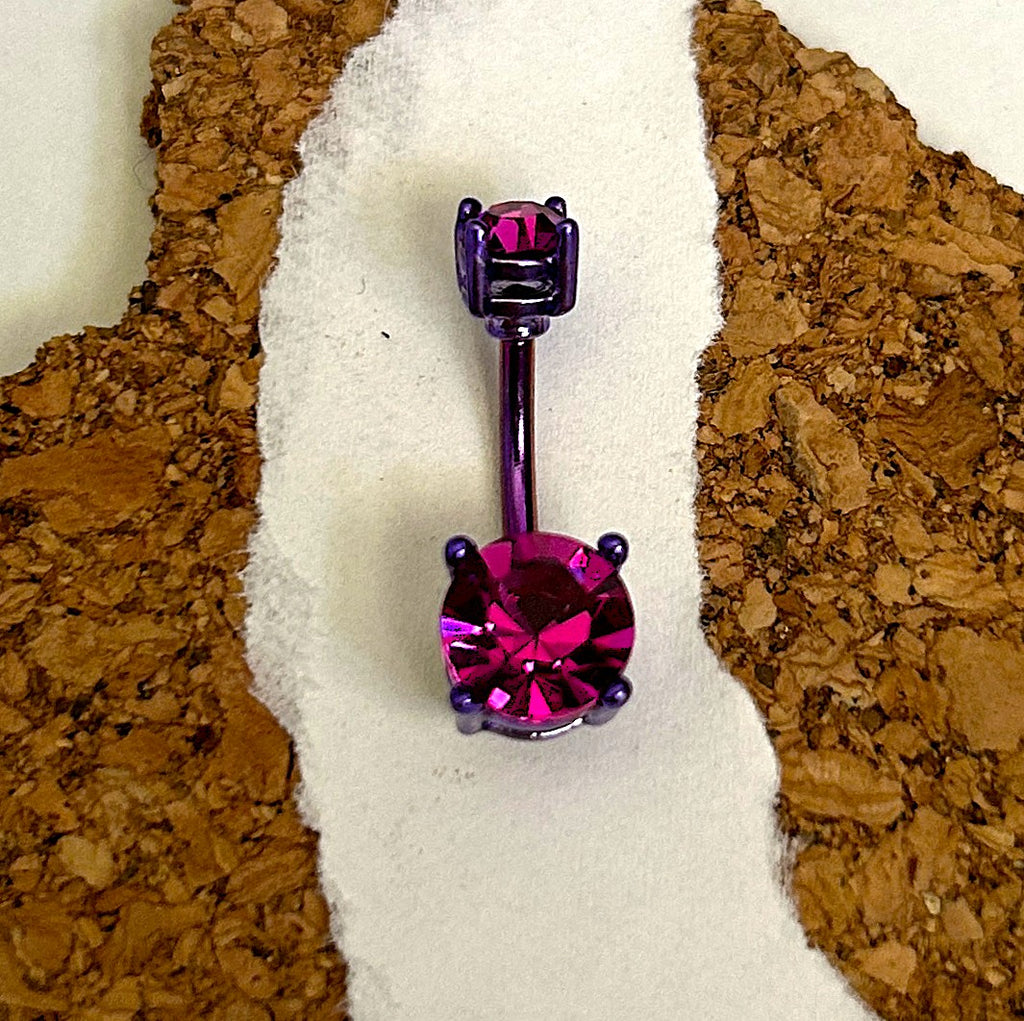 Anodized Prong Set Belly Ring