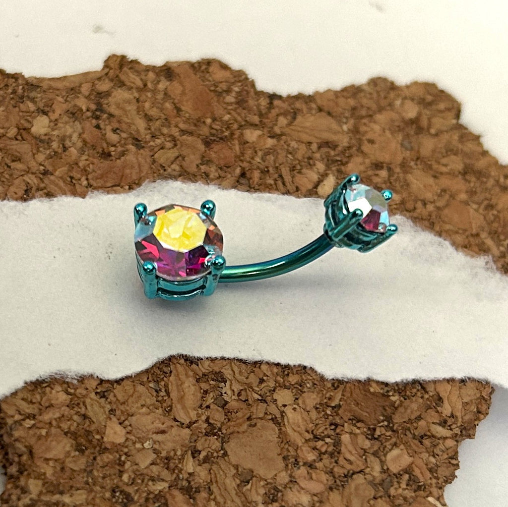 Anodized Prong Set Belly Ring