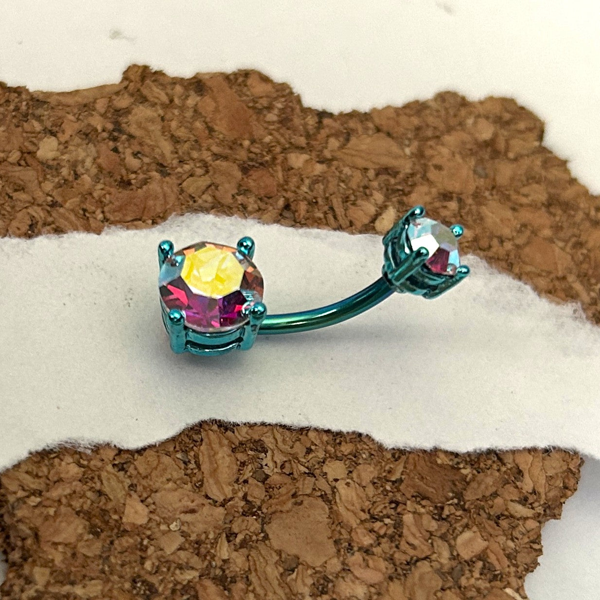 Anodized Prong Set Belly Ring