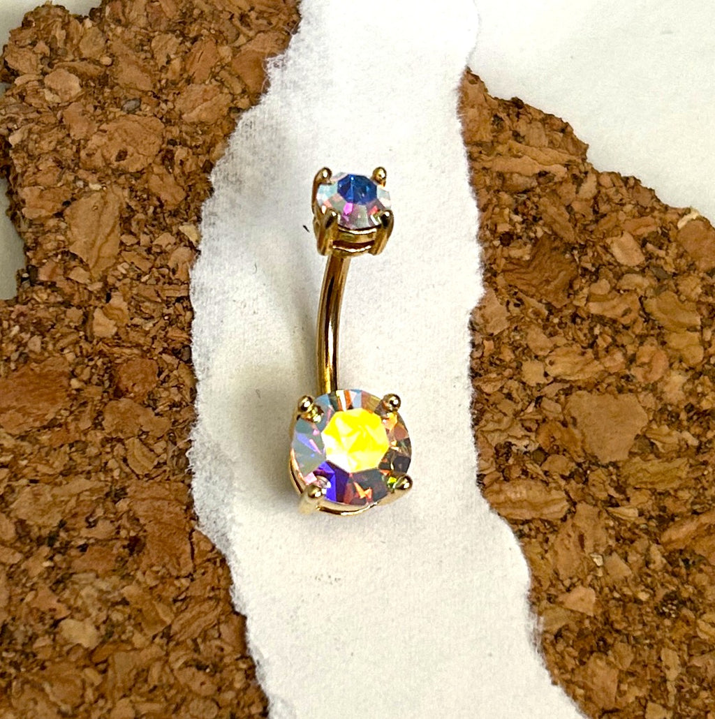 Gold Anodized Prong Set Belly Ring