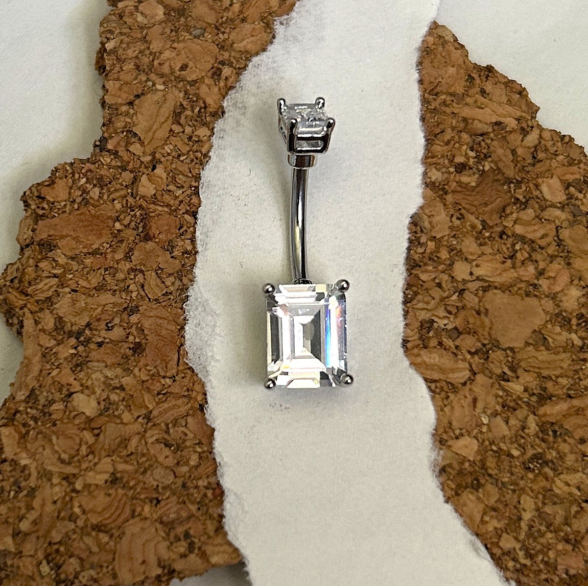 Rectangular Prism Crystal Belly Ring