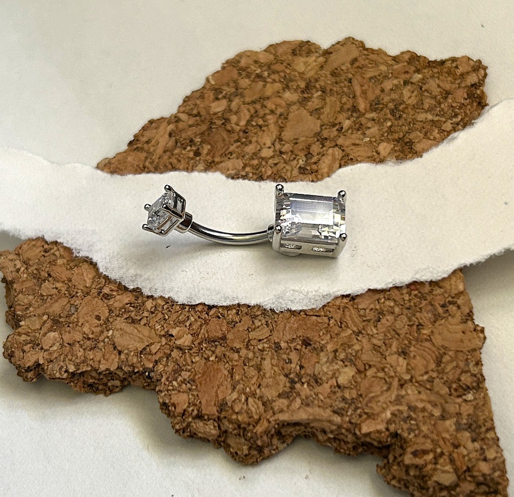 Rectangular Prism Crystal Belly Ring