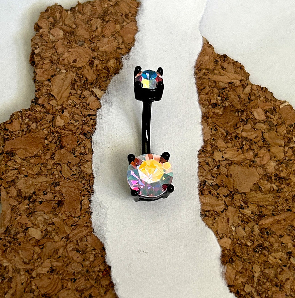 Black Anodized Prong Set Belly Ring