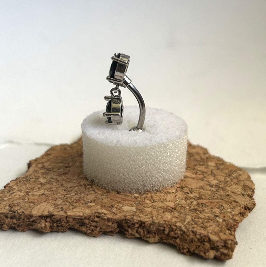 Black Oval Top Hanger Belly Ring
