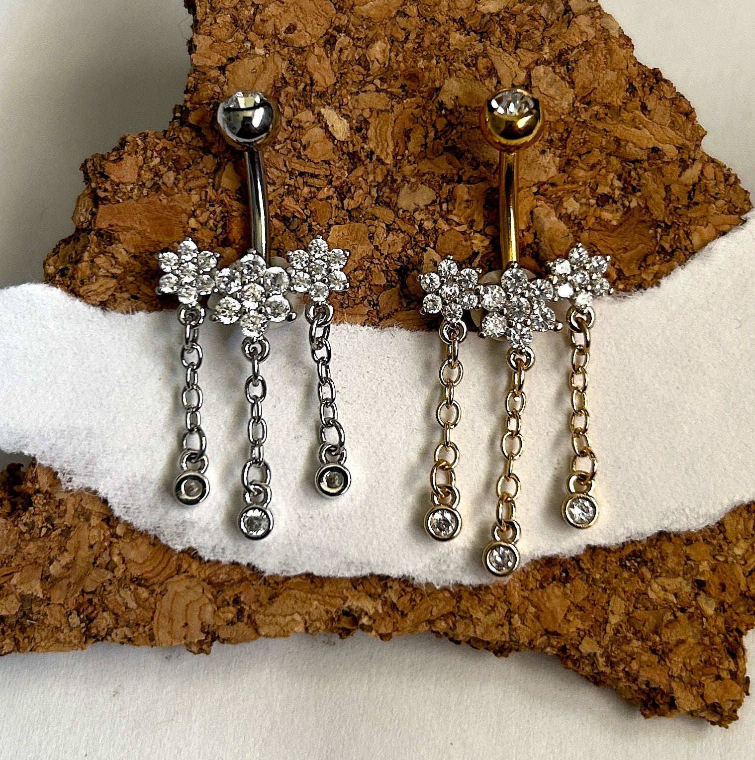 Triple Flower Dangle Belly Ring