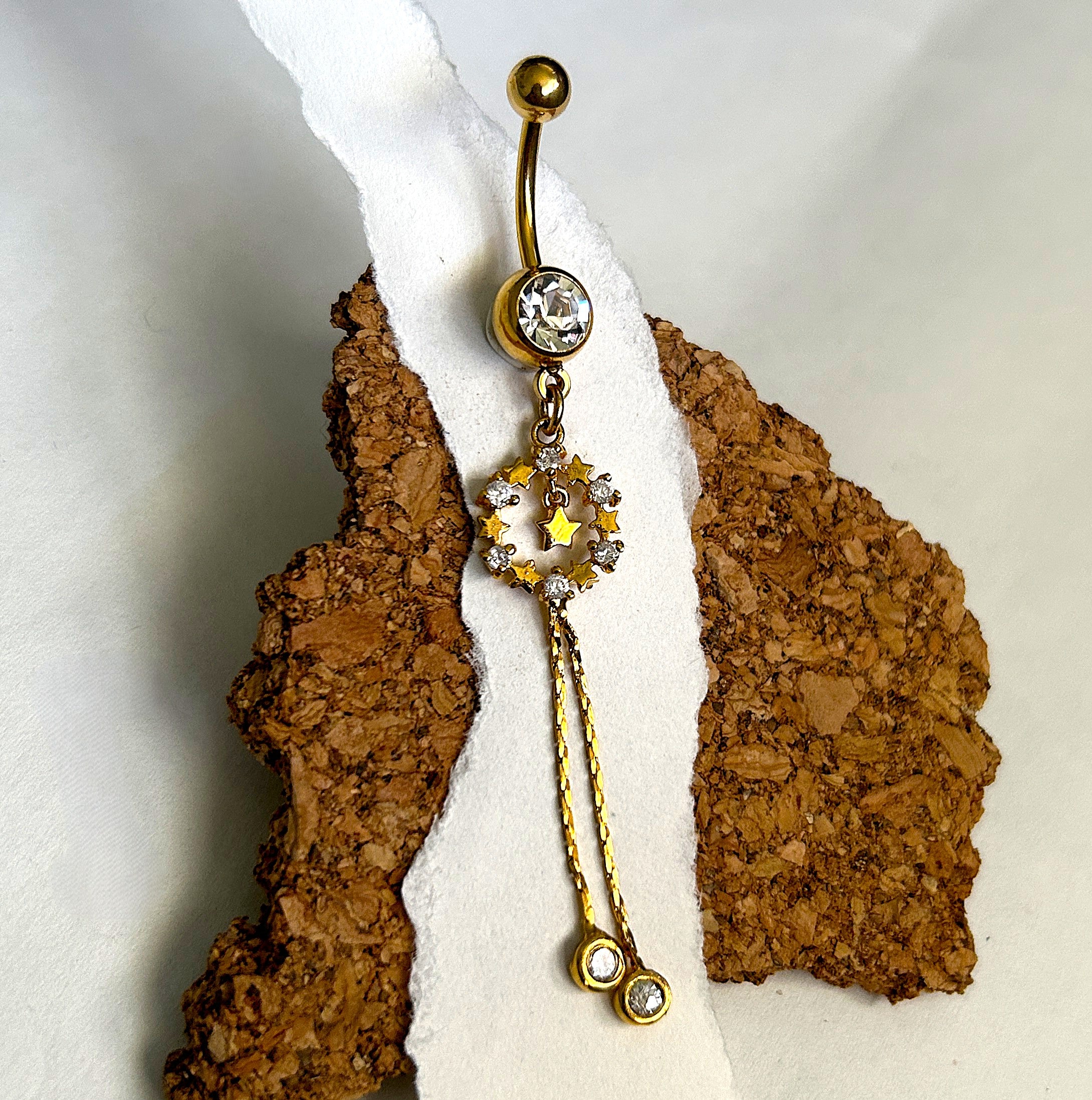 Gold Star Wreath Dangle Belly Ring
