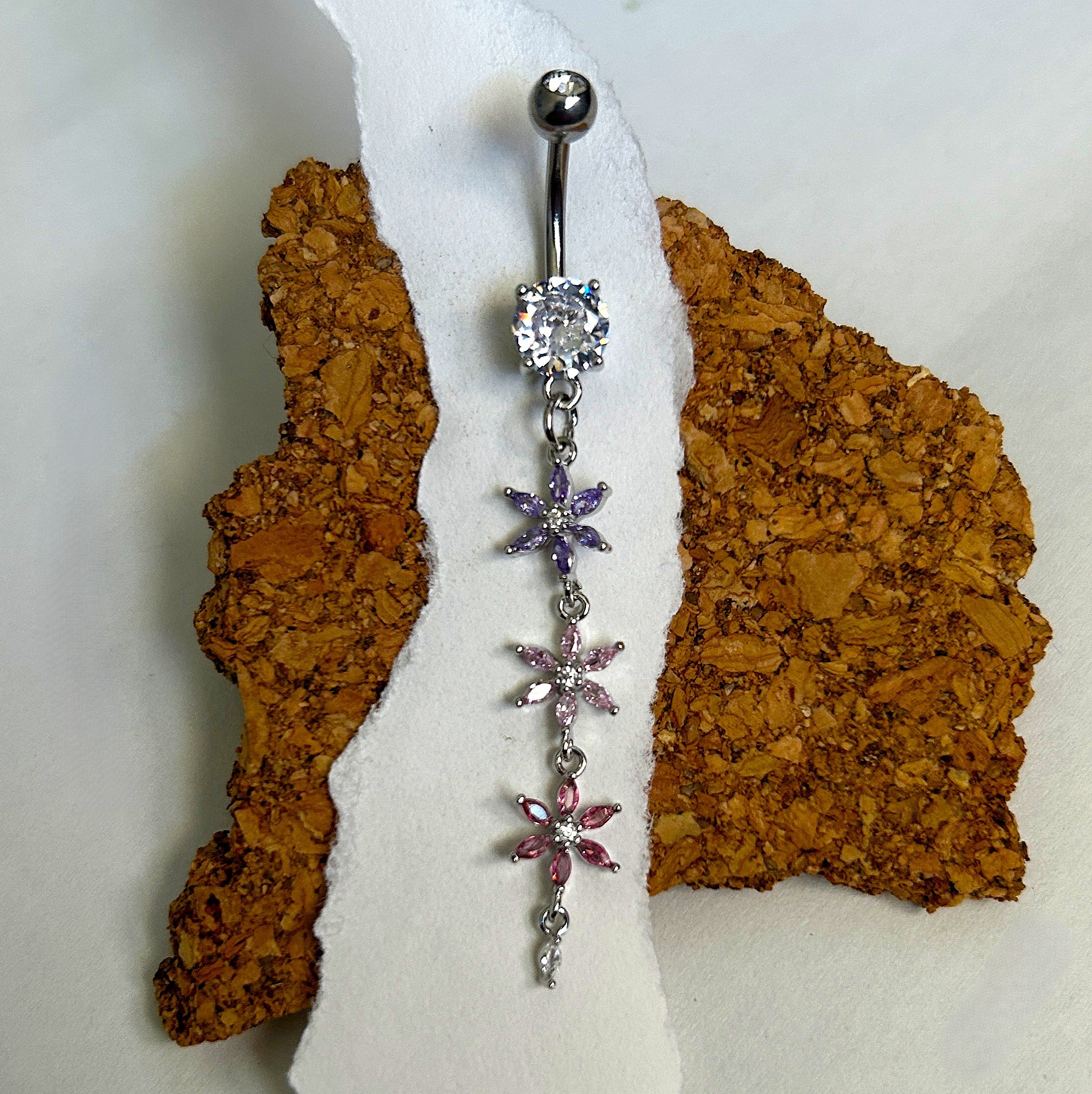 Triple Flower Dangle Belly Ring