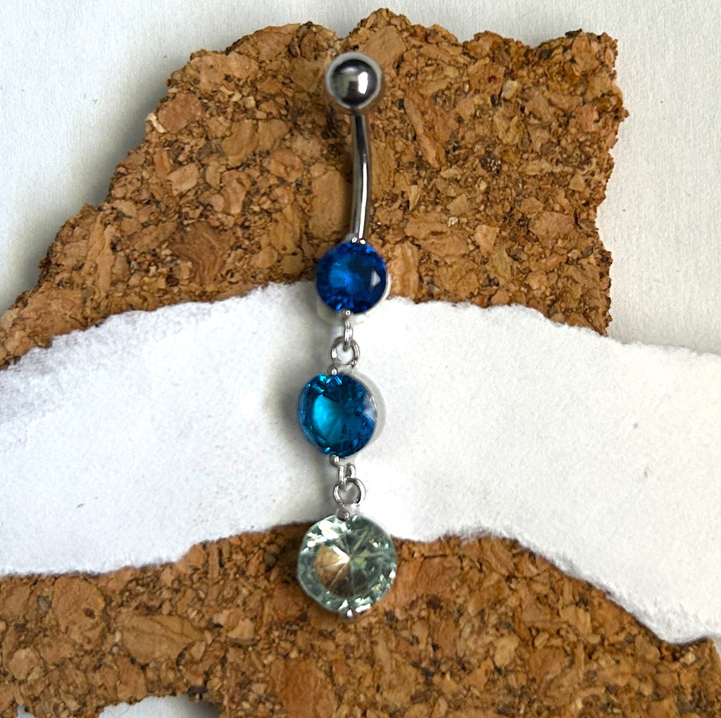 Ombre Blue Chain Dangle Belly Ring