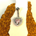 Pink Heart Gem Halo Belly Ring