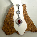 Deep Red Marquise Halo Dangle Belly Ring