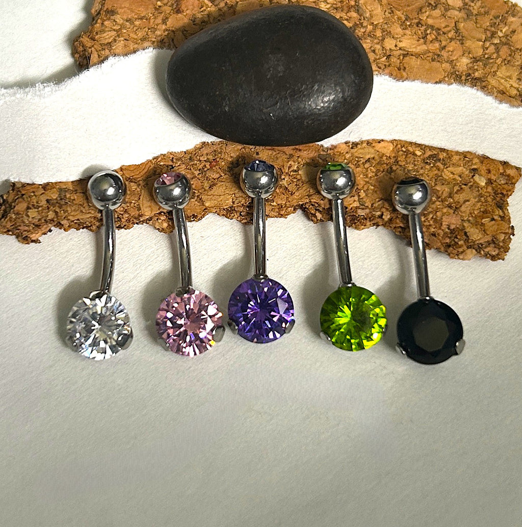 Large Prong-Set Stone Belly Ring