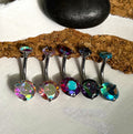 Large Stone Prong Set Belly Ring