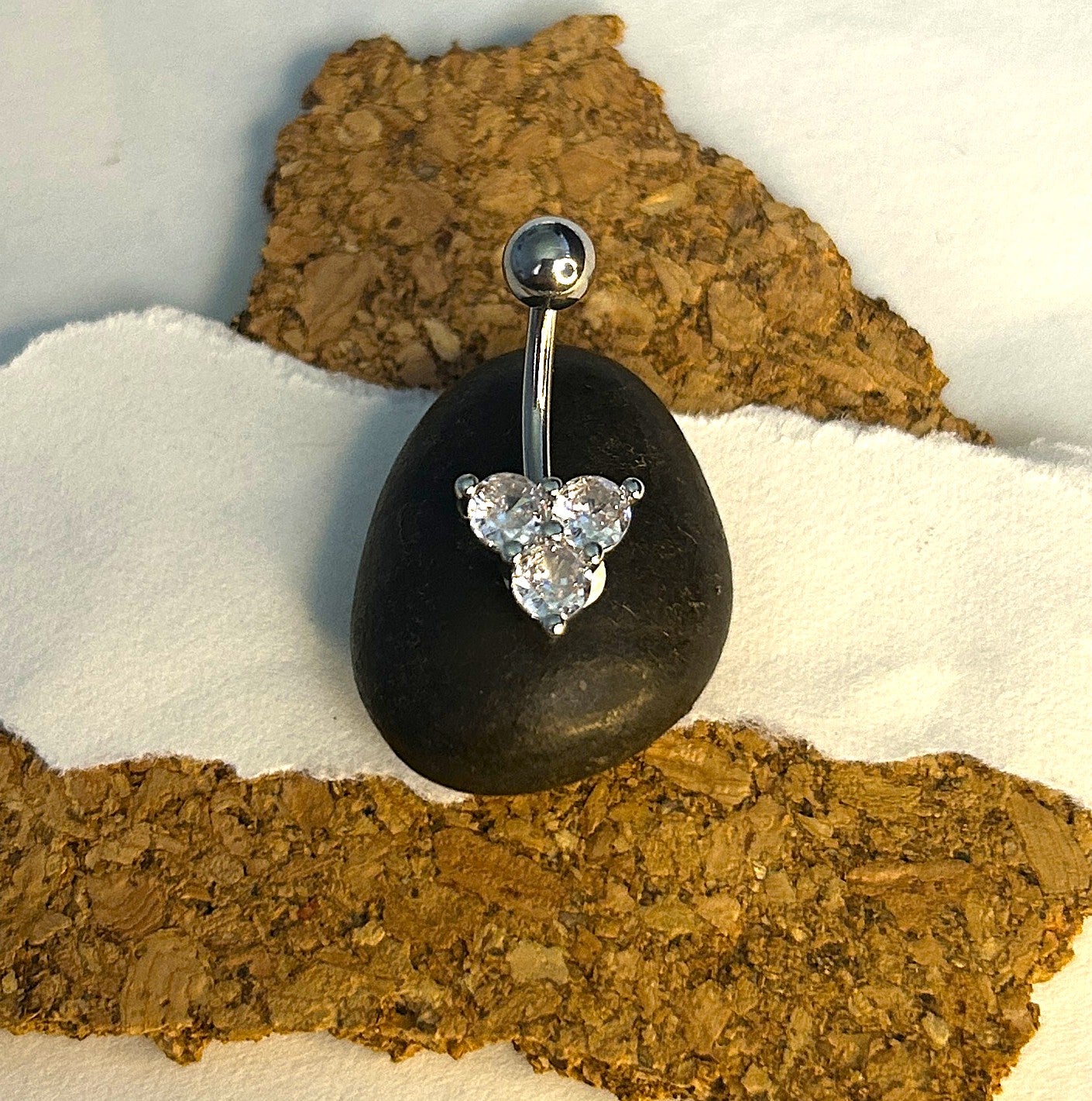 Triple Crystal Belly Ring