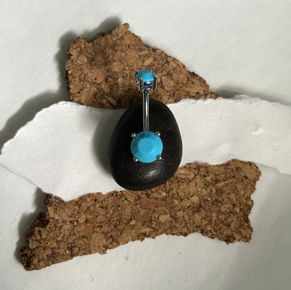 Turquoise Prong Set Belly Ring