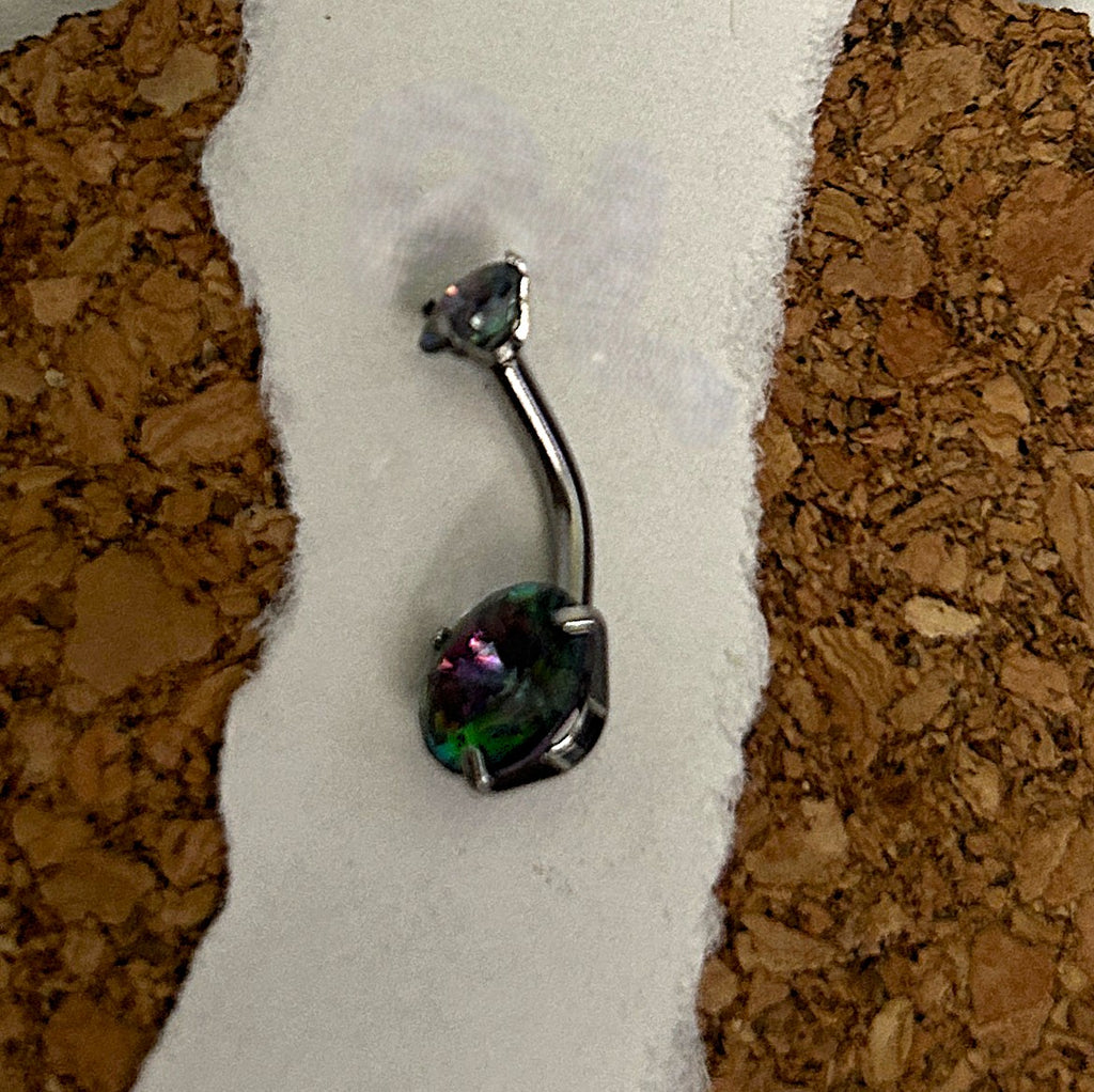 Large Stone Prong Set Belly Ring