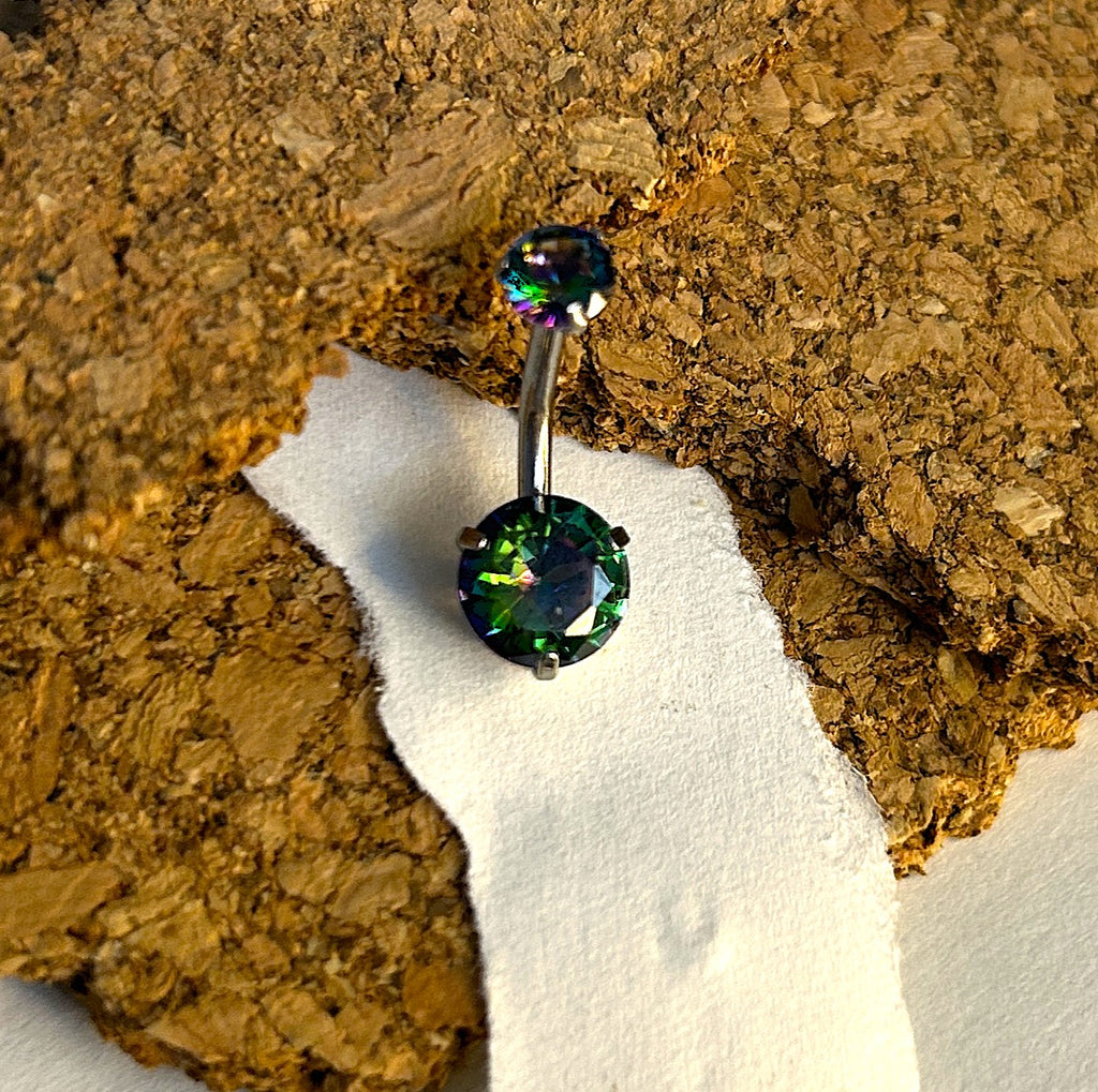 Large Stone Prong Set Belly Ring
