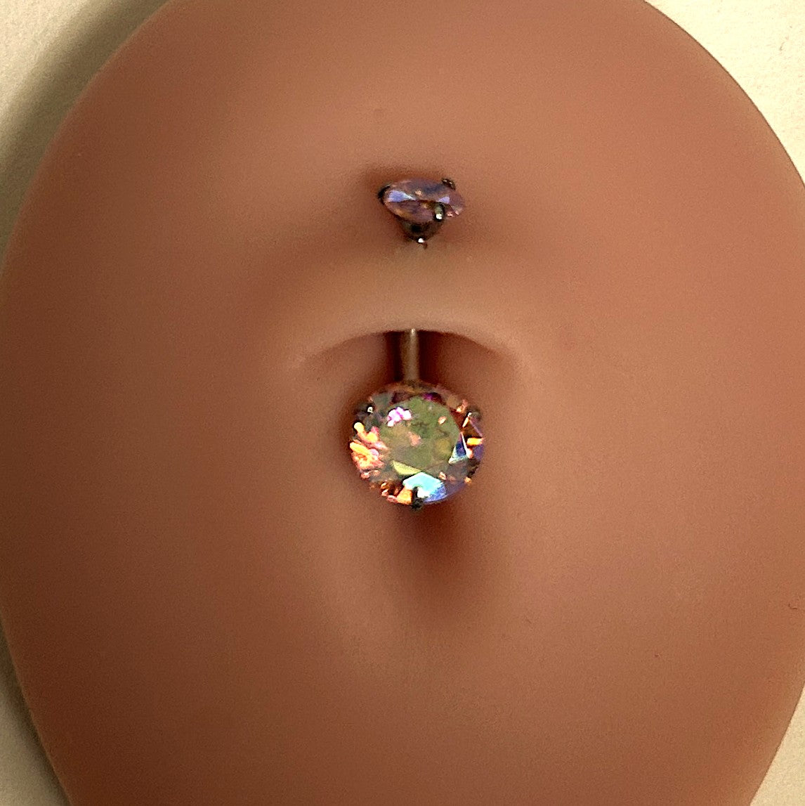 Large Stone Prong Set Belly Ring