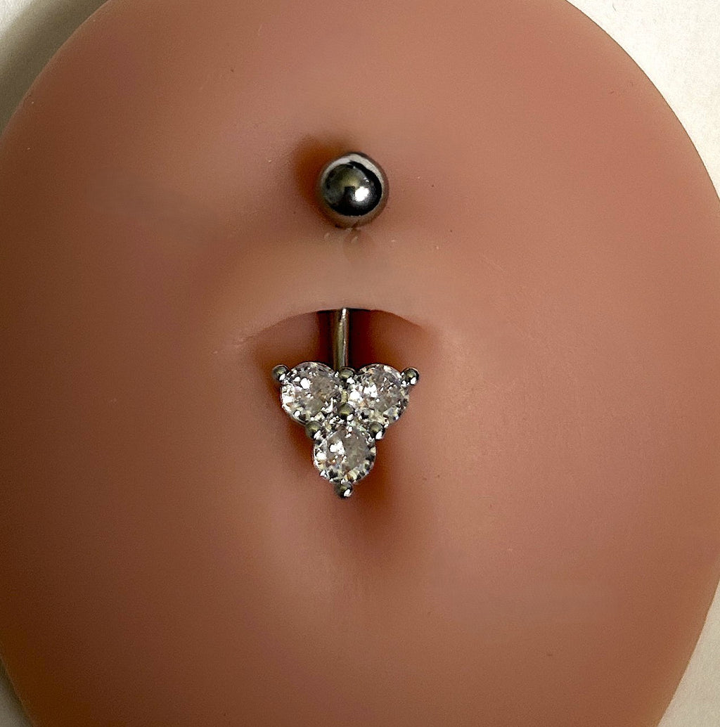 Triple Crystal Belly Ring