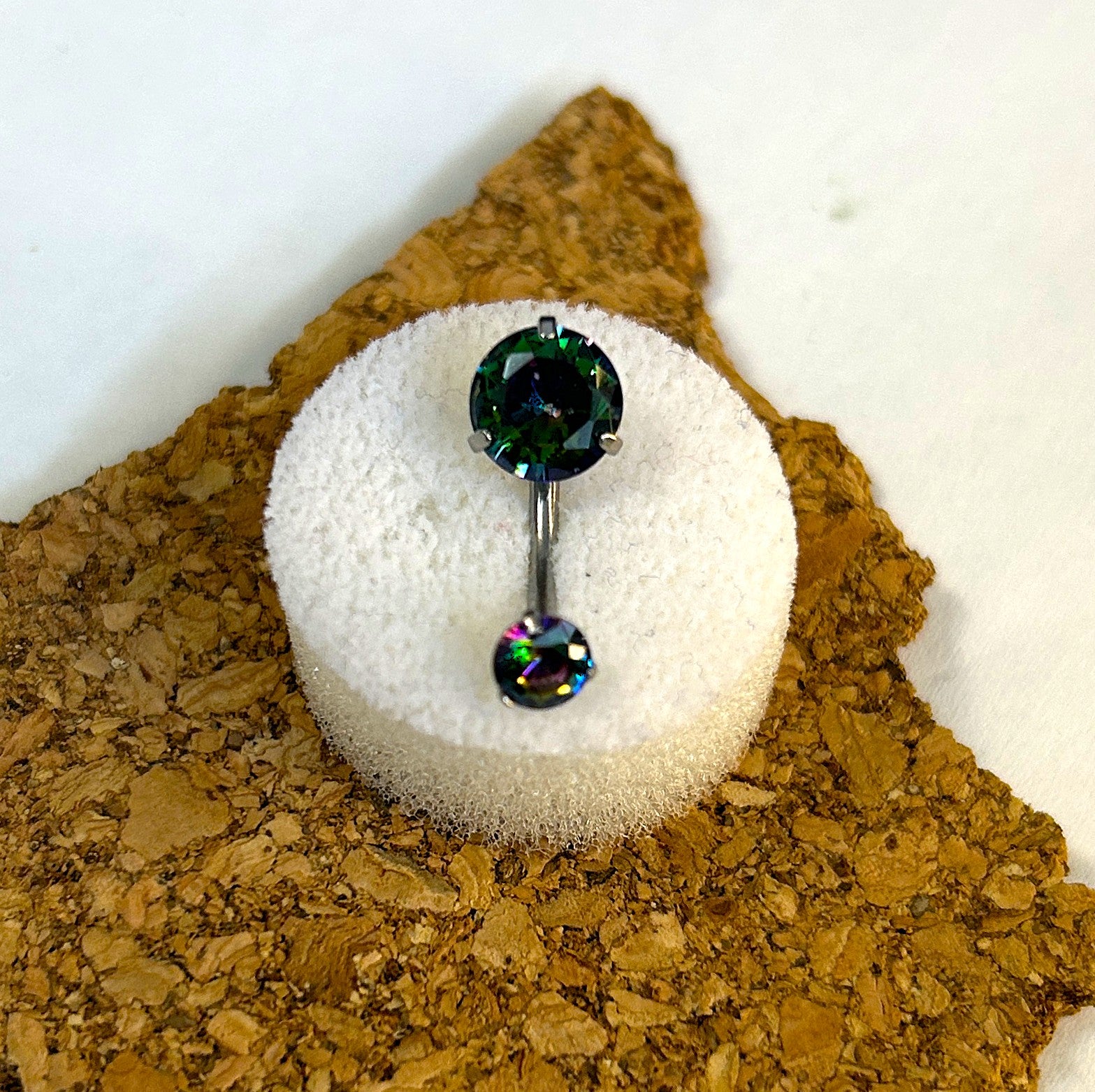 Large Stone Prong Set Belly Ring