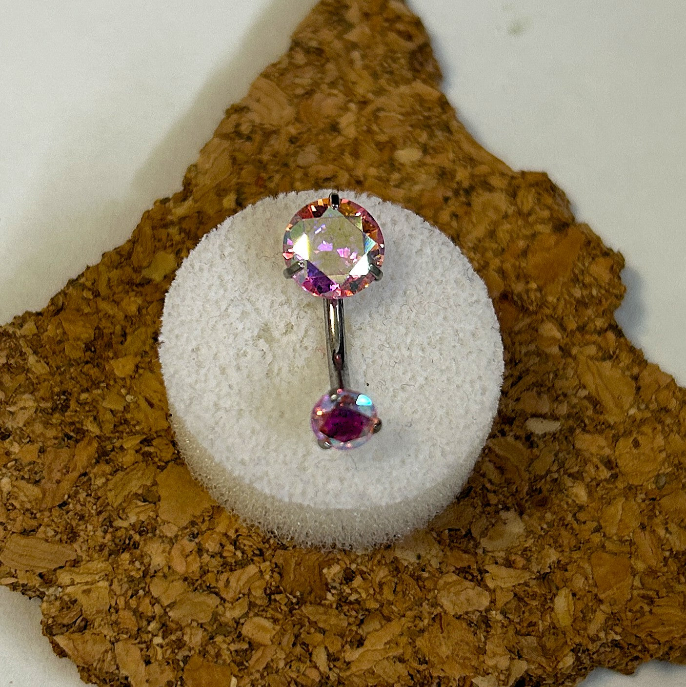 Large Stone Prong Set Belly Ring