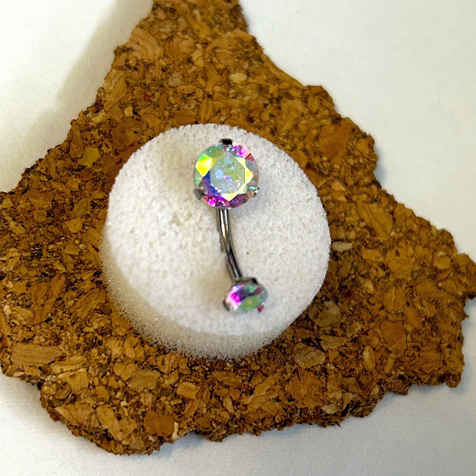 Large Stone Prong Set Belly Ring
