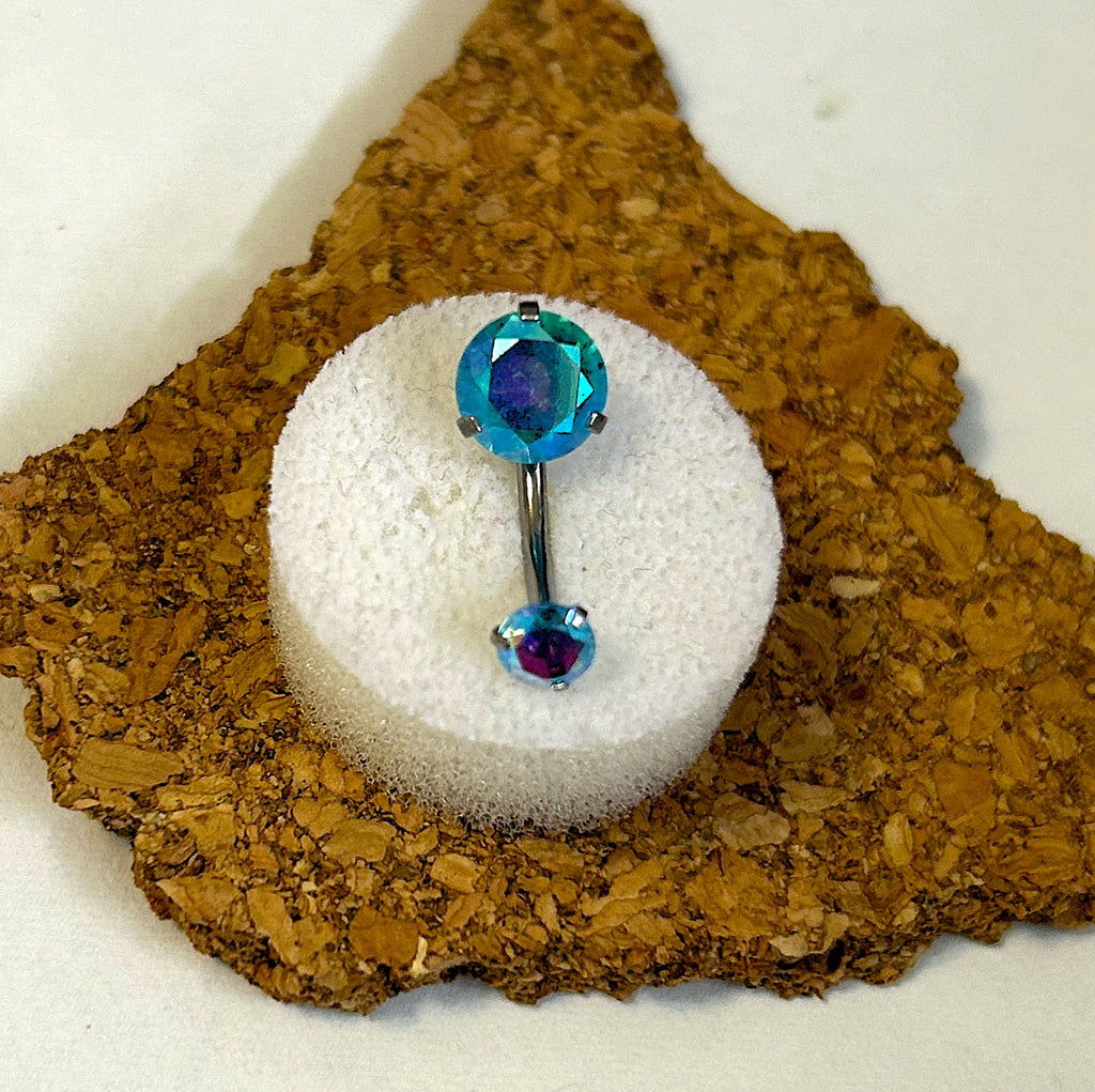 Large Stone Prong Set Belly Ring