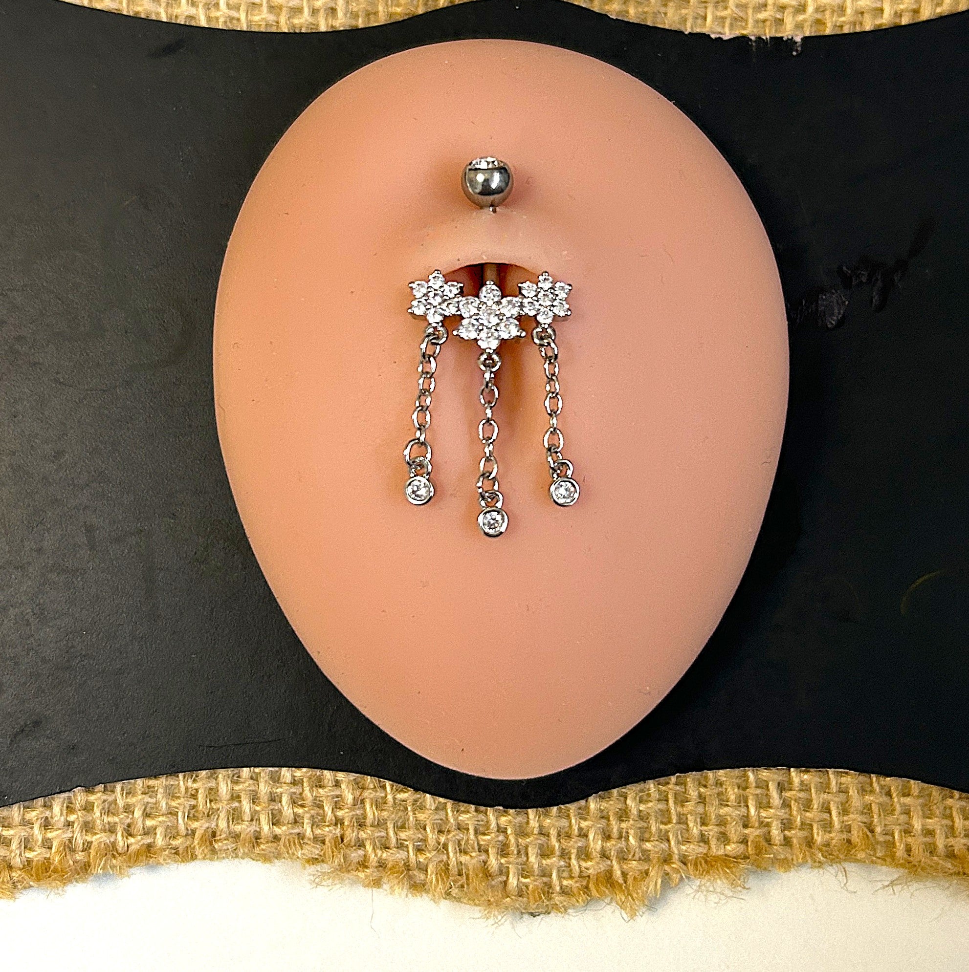 Triple Flower Dangle Belly Ring