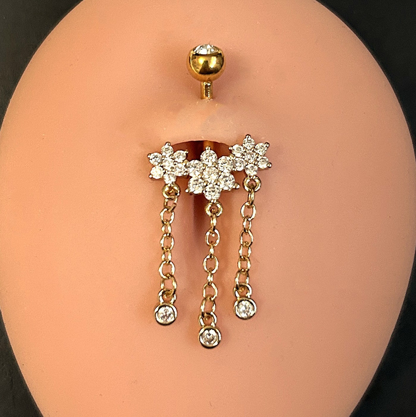 Triple Flower Dangle Belly Ring