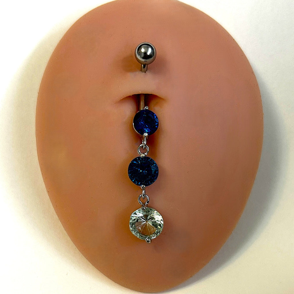 Ombre Blue Chain Dangle Belly Ring