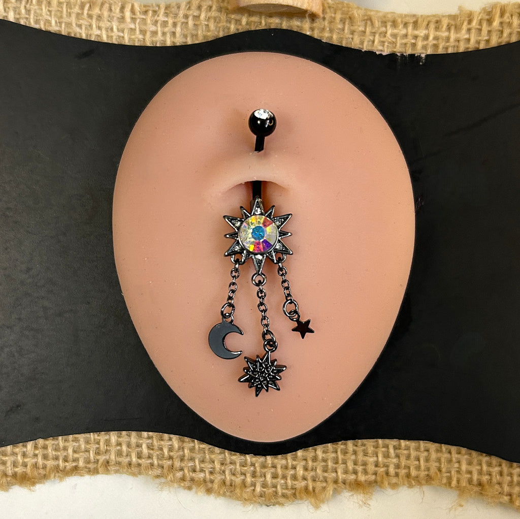 Black Anodized Celestial Dangle Belly Ring