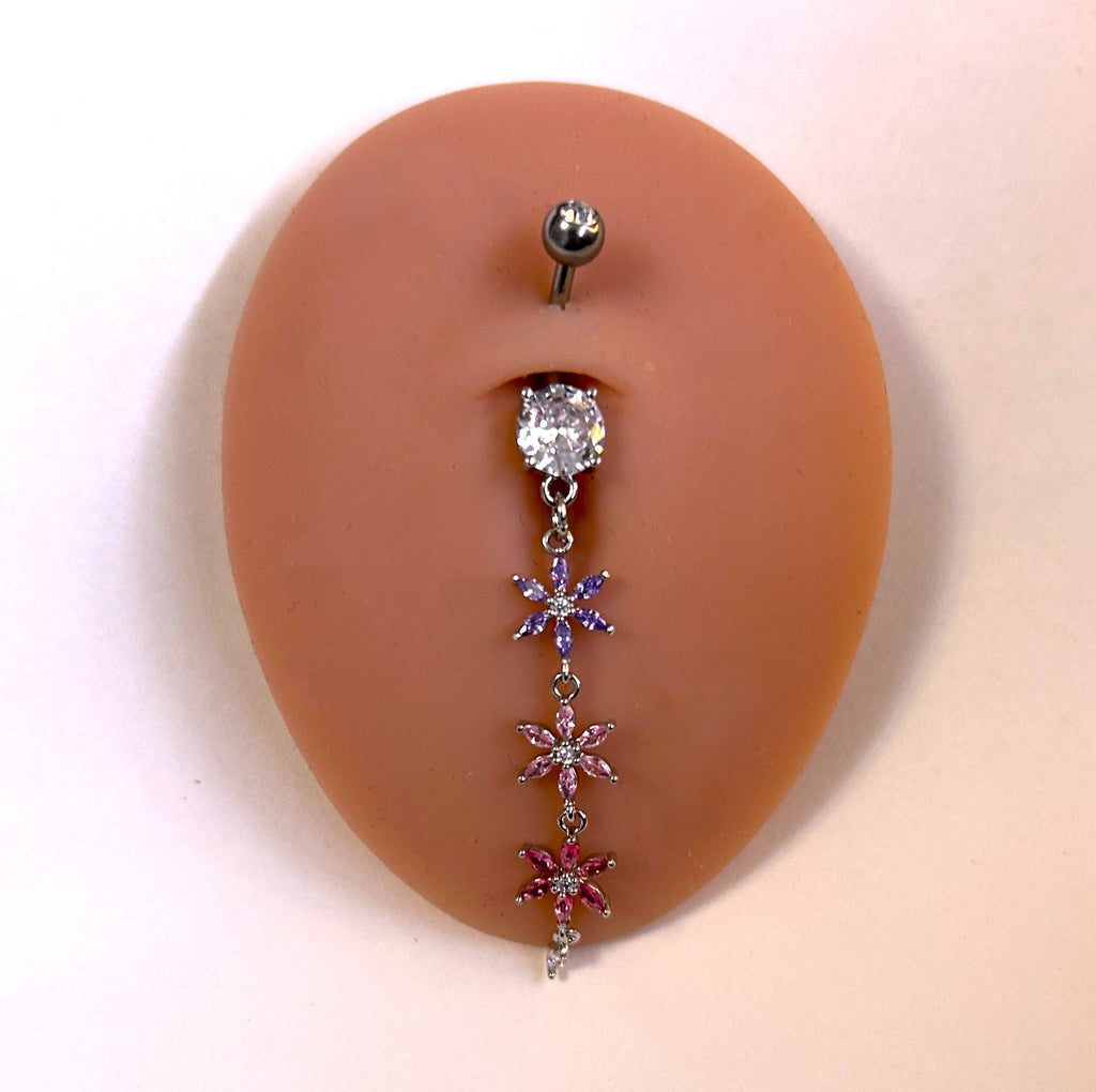 Triple Flower Dangle Belly Ring