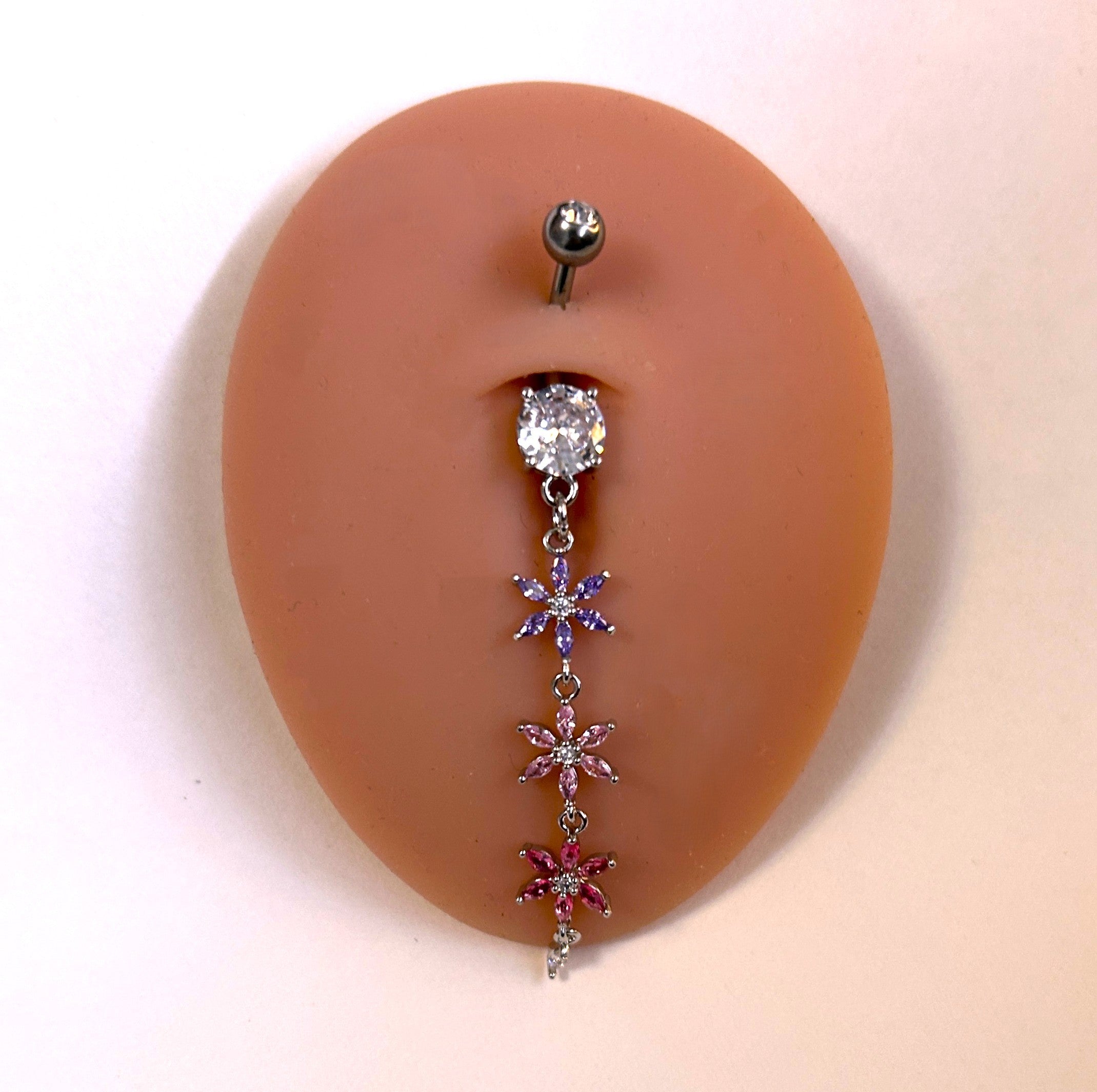 Triple Flower Dangle Belly Ring